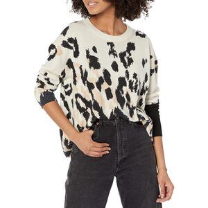 LABEL Intarsia Sweater Beige/Black Mix SM